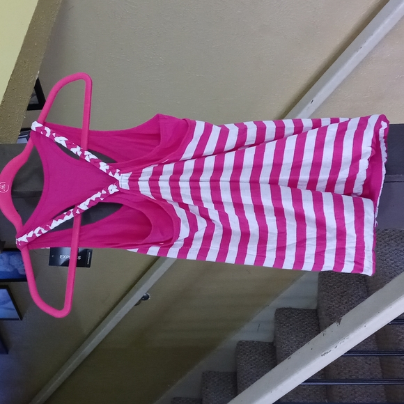 Express Pink/White Striped Halter Tank Top Women's Size XS NWT - Picture 6 of 8